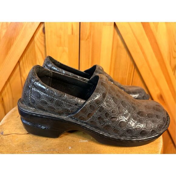 BOC Born Peggy Gray Croc Skin Embossed Slip On Wedge Clog Women Size 9 - Picture 3 of 8